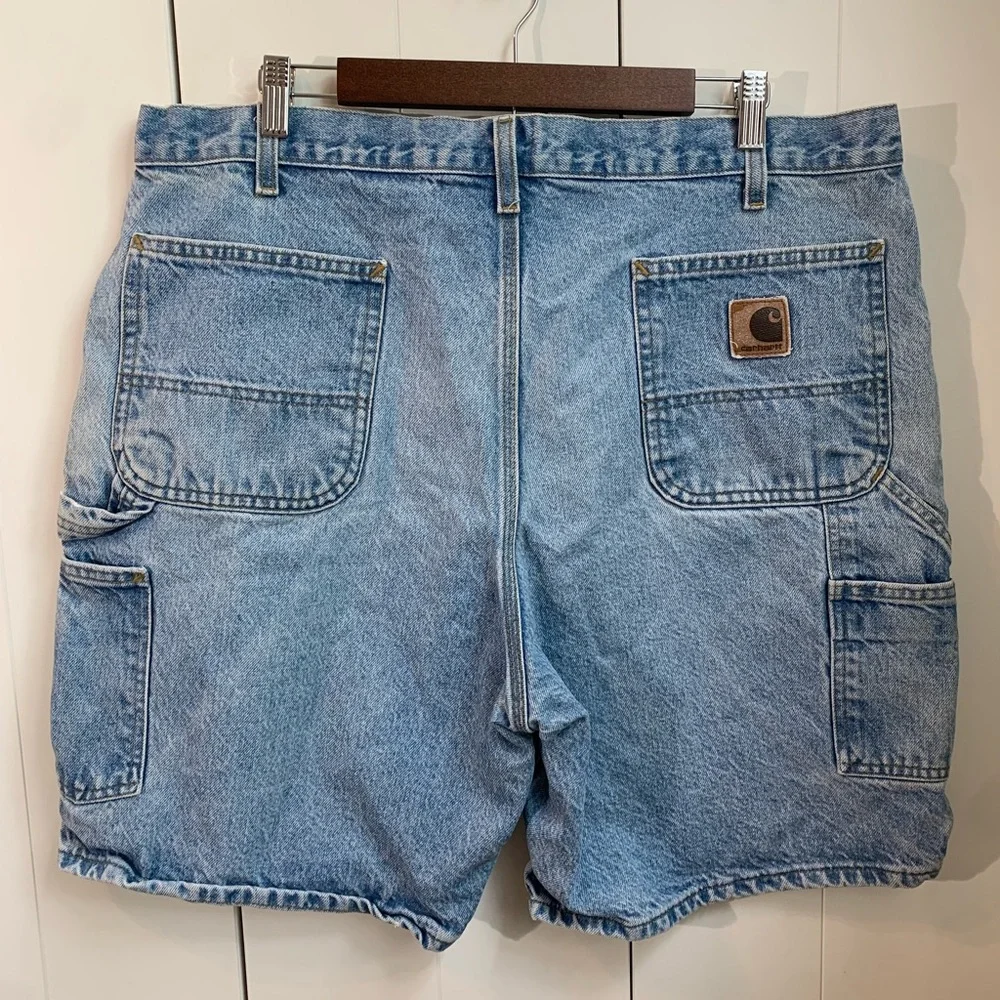 Vintage Carhartt Men's Blue‎ Denim Carpenter Shorts Size 40